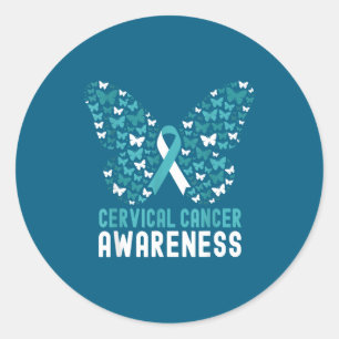 Cervical Cancer Awareness Month Butterfly Classic Round Sticker