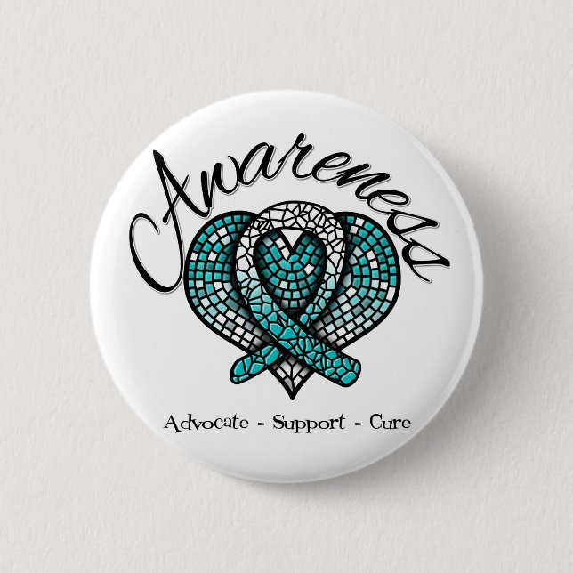 Cervical Cancer Awareness Mosaic Heart 6 Cm Round Badge (Front)
