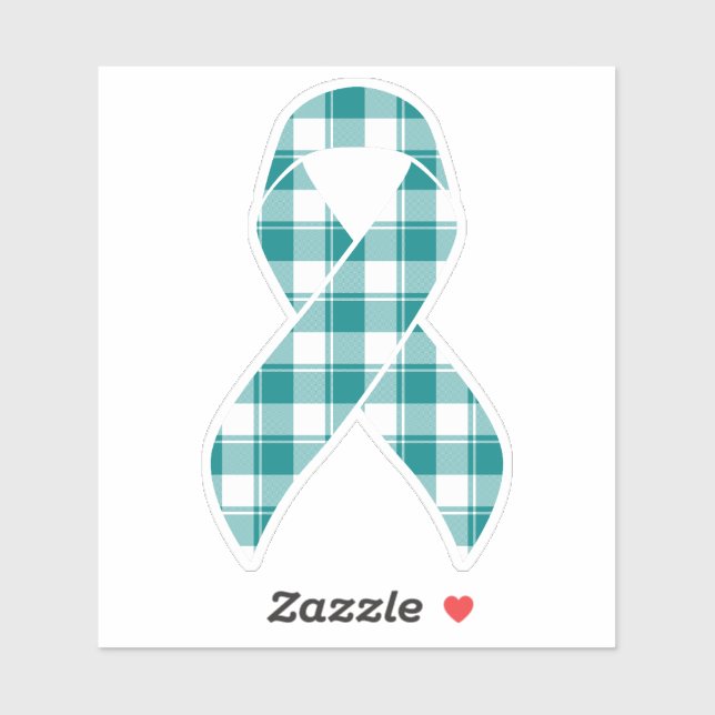 Cervical Cancer Awareness Plaid Teal Ribbon (Sheet)
