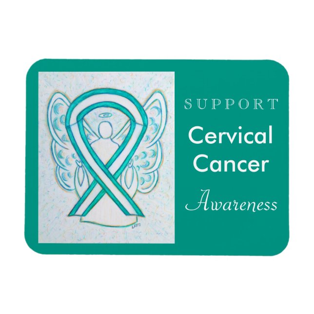 Cervical Cancer Awareness Ribbon Angel Gift Magnet (Horizontal)