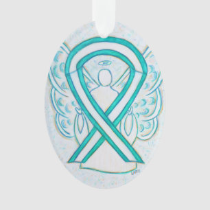 Cervical Cancer Awareness Ribbon Angel Ornament
