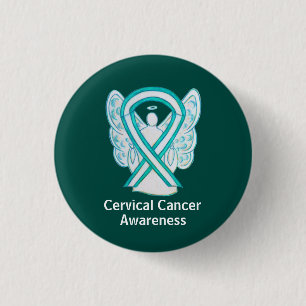 Cervical Cancer Awareness Ribbon Angel Pin Buttons