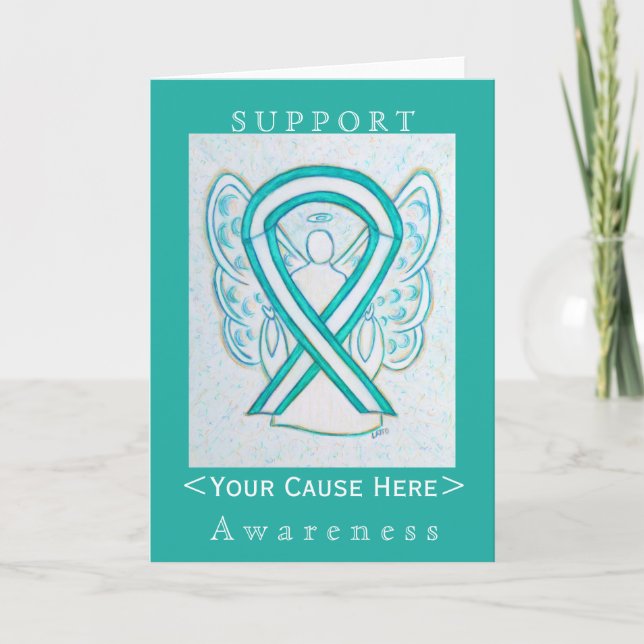 Cervical Cancer Awareness Ribbon Customised Card (Front)
