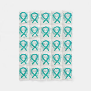 Cervical Cancer Awareness Ribbon Fleece Blankets