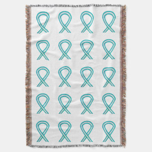 Cervical Cancer Awareness Ribbon Throw Blankets