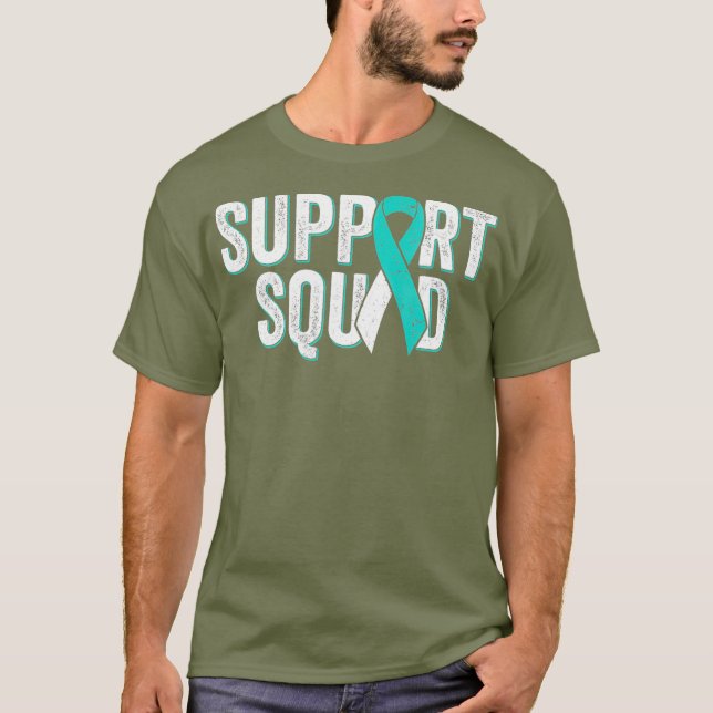 Cervical Cancer Awareness - Support Squad Teal T-Shirt (Front)