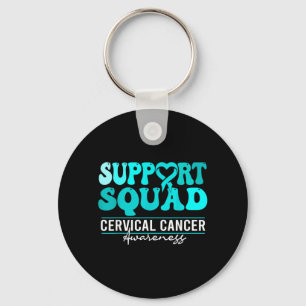 Cervical Cancer Awareness suprt squad groovy Key Ring