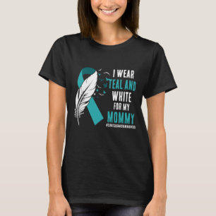 Cervical Cancer Awareness Teal and White Ribbon T-Shirt