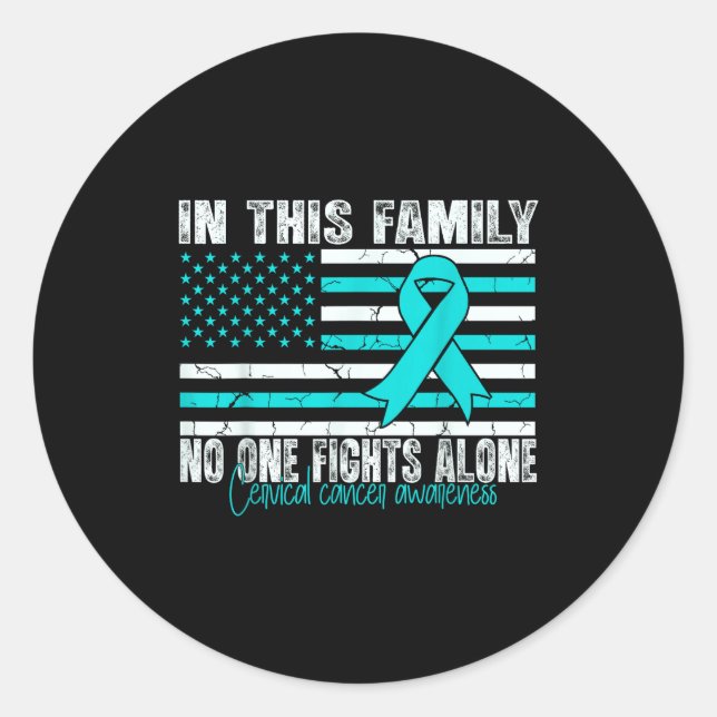 Cervical Cancer Awareness Women Men Cervical Cance Classic Round Sticker (Front)
