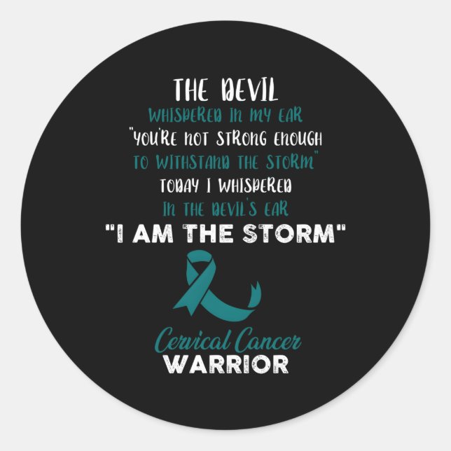 Cervical Cancer Fight Cancer Ribbon Classic Round Sticker (Front)