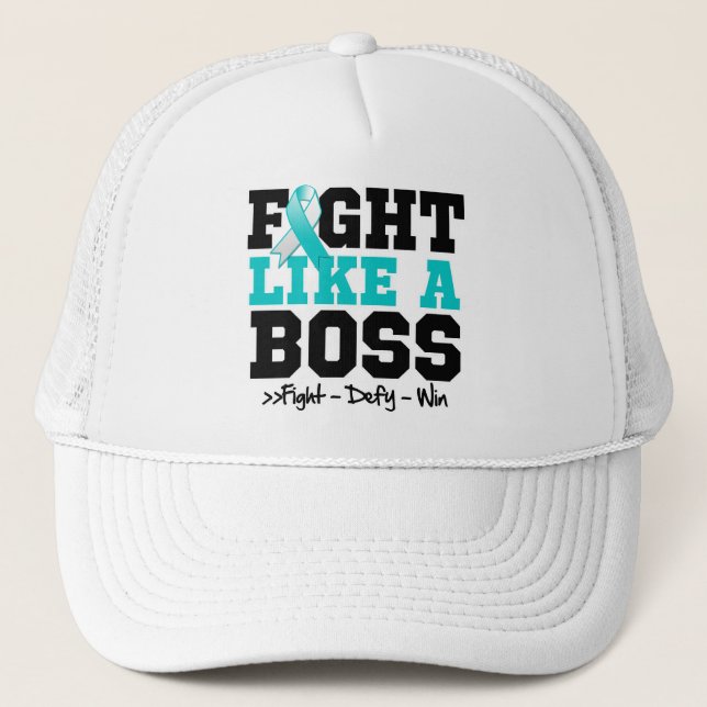 Cervical Cancer Fight Like a Boss Trucker Hat (Front)