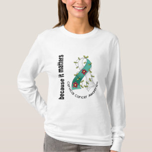 Cervical Cancer Flower Ribbon 3 T-Shirt