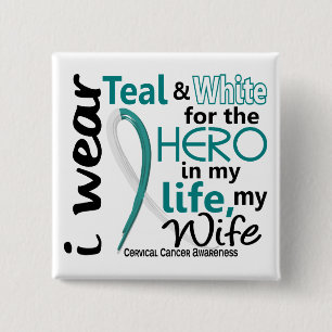 Cervical Cancer For My Hero My Wife 2 15 Cm Square Badge