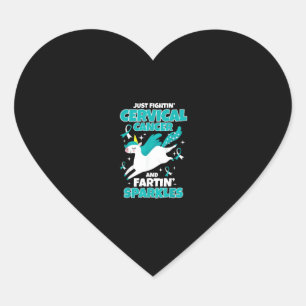 Cervical Cancer Funny Unicorn Farting Sparkles T-S Heart Sticker