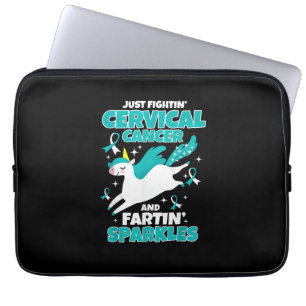 Cervical Cancer Funny Unicorn Farting Sparkles T-S Laptop Sleeve