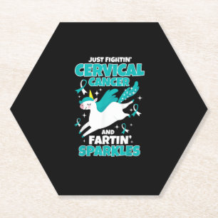 Cervical Cancer Funny Unicorn Farting Sparkles T-S Paper Coaster