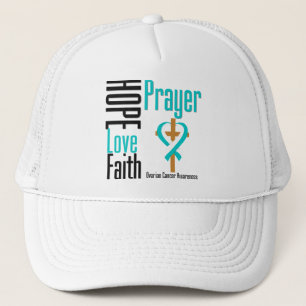 Cervical Cancer Hope Love Faith Prayer Cross Trucker Hat