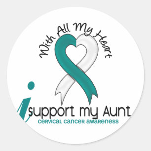 Cervical Cancer I Support My Aunt Classic Round Sticker