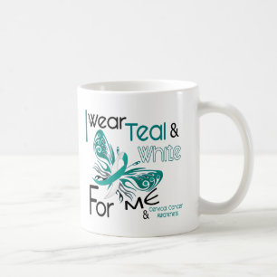 CERVICAL CANCER I Wear Teal and White For ME 45 Coffee Mug