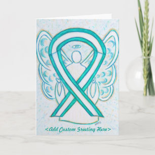 Cervical Cancer Ribbon Angel Greeting Card