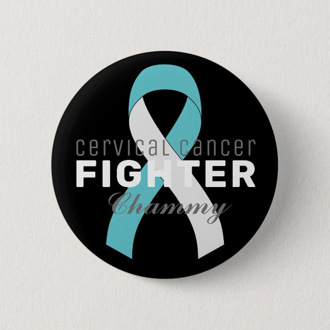 Cervical Cancer Ribbon Black Button (Front)