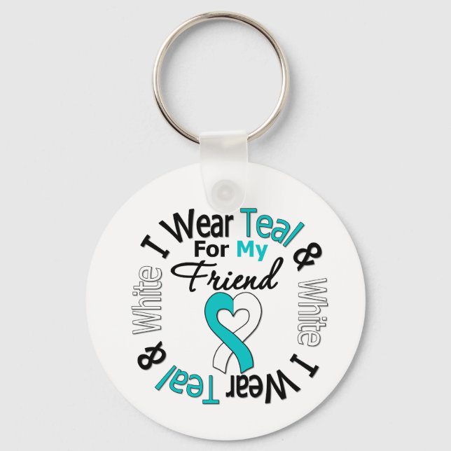 Cervical Cancer Ribbon For My Friend Key Ring (Front)