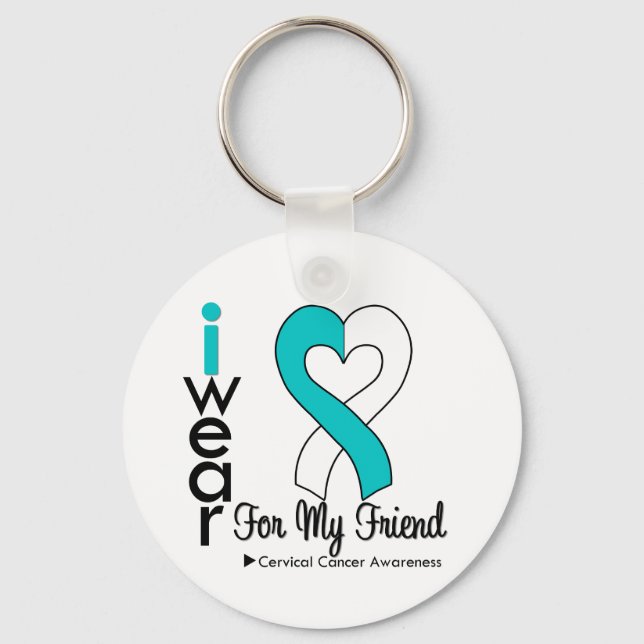 Cervical Cancer Ribbon Support Friend Key Ring (Front)