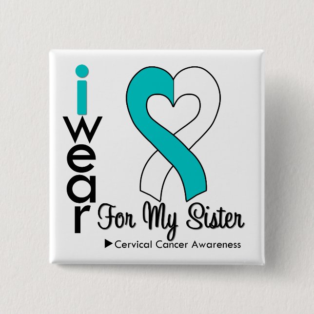 Cervical Cancer Ribbon Support Sister 15 Cm Square Badge (Front)