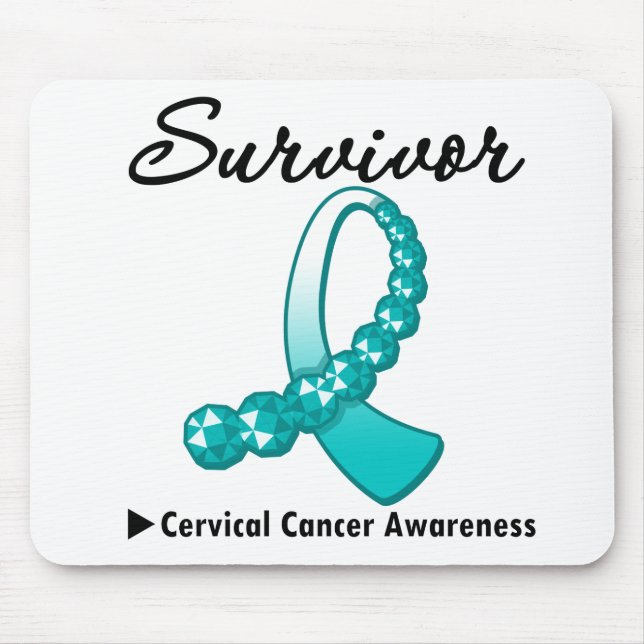 Cervical Cancer Survivor Gemstone Ribbon Mouse Pad (Front)