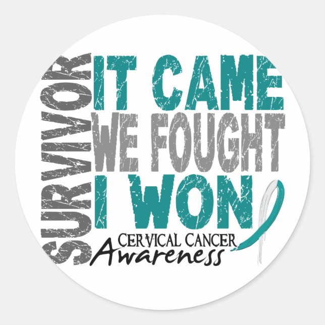 Cervical Cancer Survivor It Came We Fought I Won Classic Round Sticker (Front)
