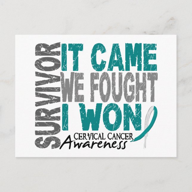 Cervical Cancer Survivor It Came We Fought I Won Postcard (Front)