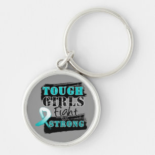 Cervical Cancer Tough Girls Fight Strong Key Ring