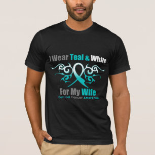 Cervical Cancer Tribal Ribbon Support Wife T-Shirt
