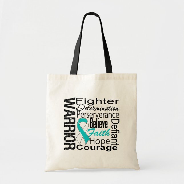 Cervical Cancer Warrior Collage Tote Bag (Front)