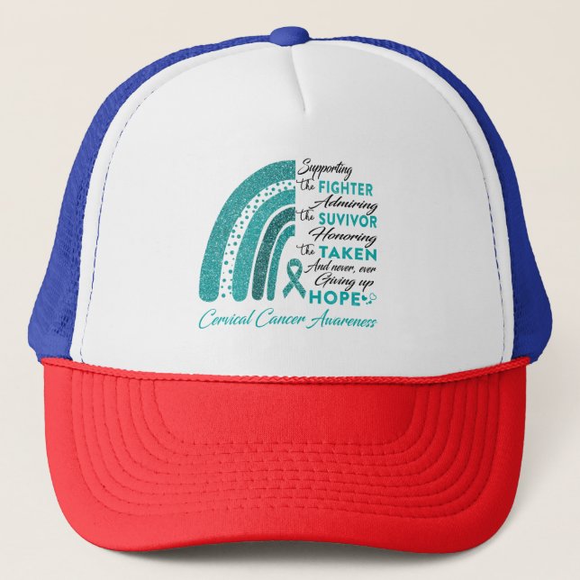 Cervical Cancer Warrior Supporting Fighter Trucker Hat (Front)