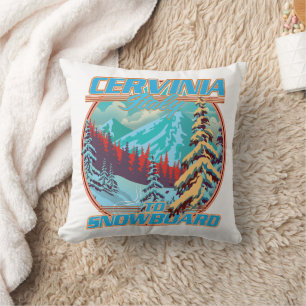 Cervinia italy Snowboarding logo Cushion
