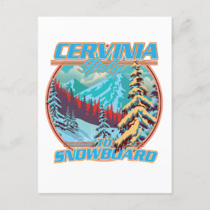 Cervinia italy Snowboarding logo Invitation Postcard