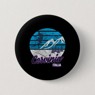 Cervinia Valle D'aosta Italy Ski Resort Snowboardi 6 Cm Round Badge