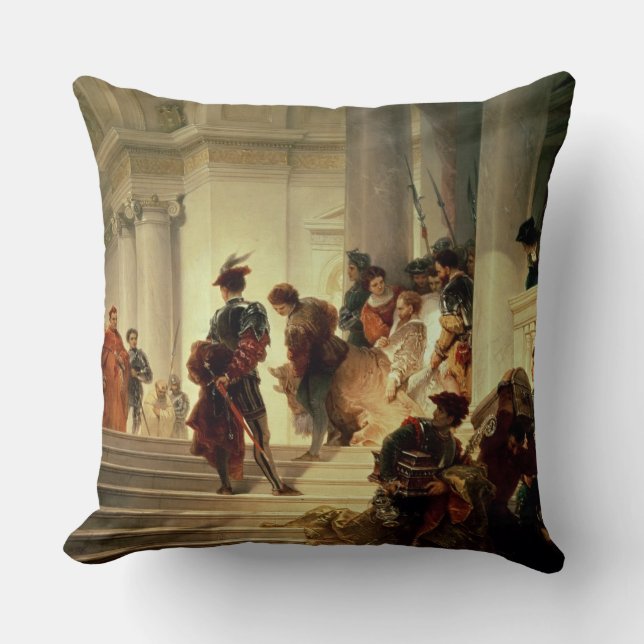 Cesare Borgia leaving the Vatican Cushion (Front)
