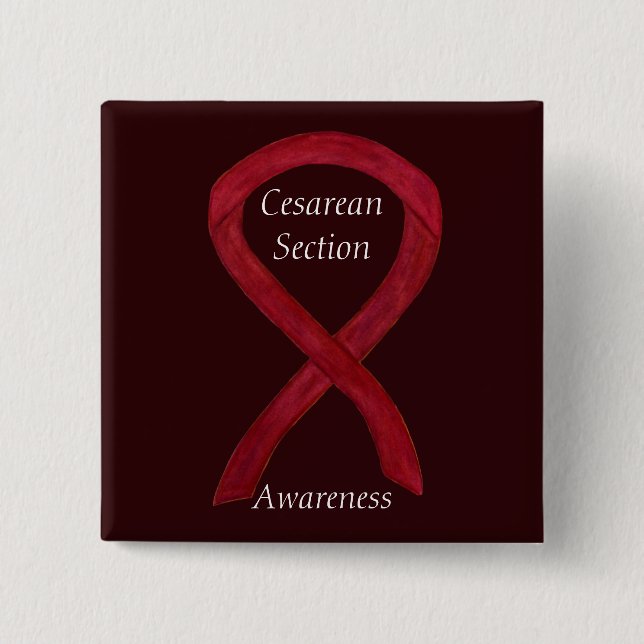 Cesarean Section Awareness Ribbon Custom Art Pin (Front)