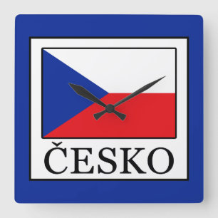 Česko Square Wall Clock