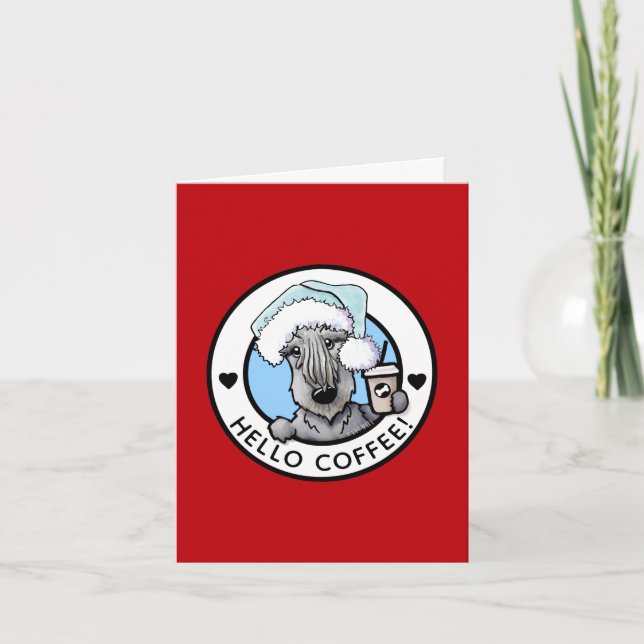 Cesky Terrier Coffee Lover Christmas Card (Front)