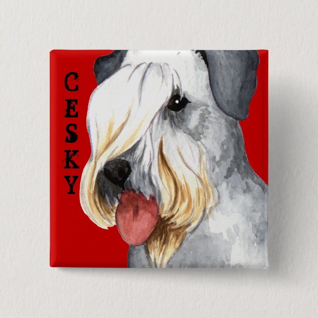 Cesky Terrier Colour Block 15 Cm Square Badge (Front)