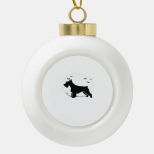 Cesky Terrier Dog – Halloween Moon Silhouette Clas Ceramic Ball Christmas Ornament