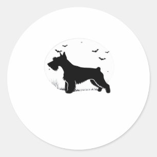 Cesky Terrier Dog � Halloween Moon Silhouette Clas Classic Round Sticker