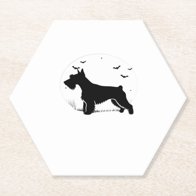 Cesky Terrier Dog – Halloween Moon Silhouette Clas Paper Coaster (Front)