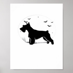 Cesky Terrier Dog – Halloween Moon Silhouette Clas Poster
