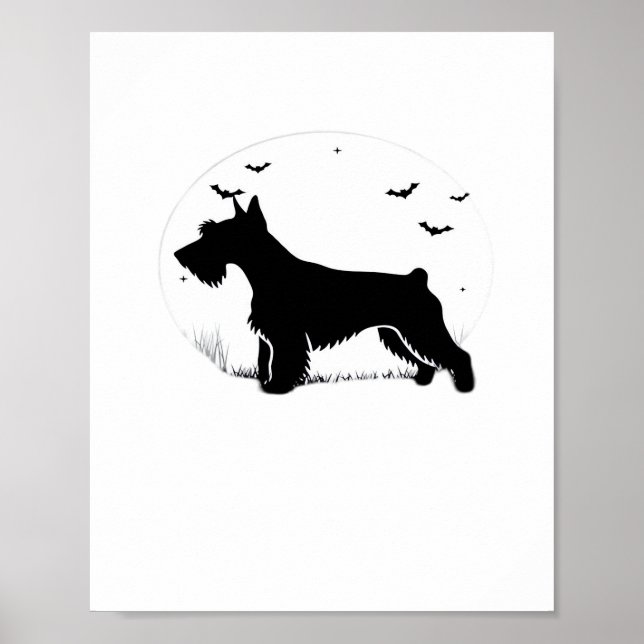 Cesky Terrier Dog – Halloween Moon Silhouette Clas Poster (Front)