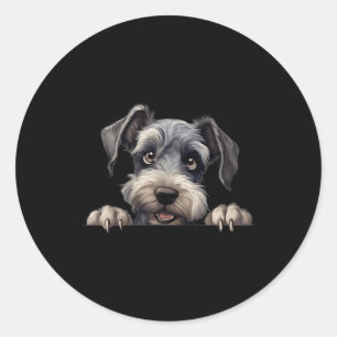 Cesky Terrier Dog Mum Dad Peeking Puppy Classic Round Sticker
