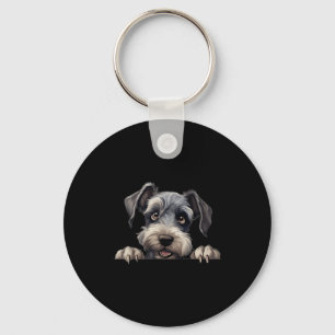 Cesky Terrier Dog Mum Dad Peeking Puppy Key Ring